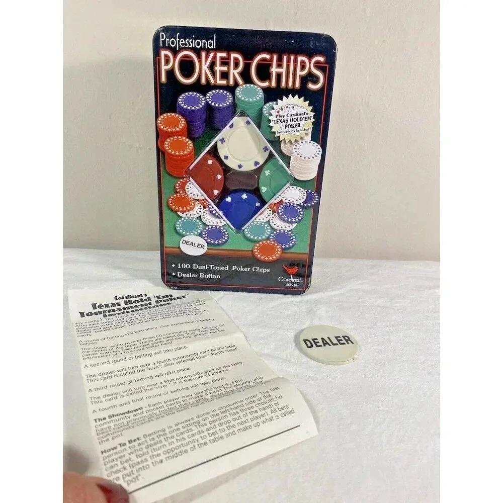 100pc Cardinal Professional Poker Chips Dealer Chip Texas Holdem Instructions - Picture 2 of 4